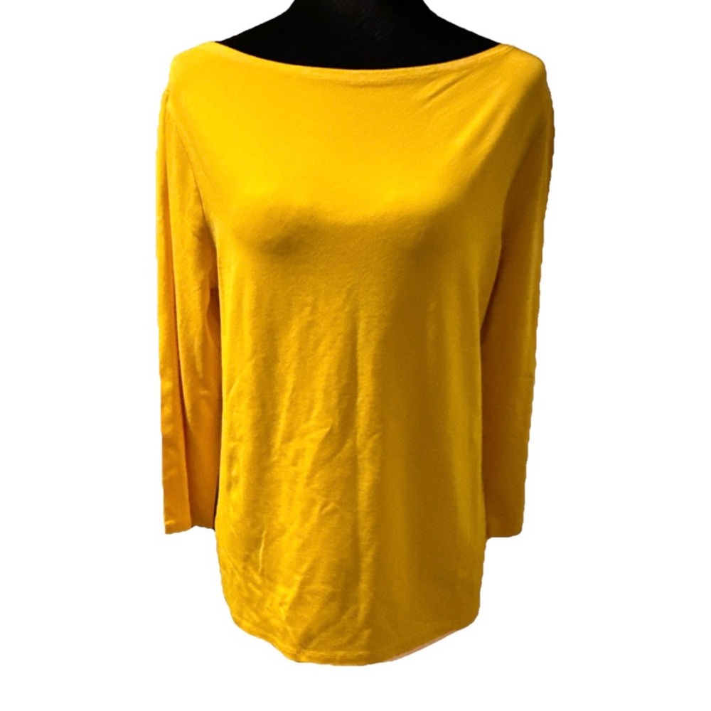 Ann Taylor Factory Bright Yellow Boatneck Long Sleeve Top